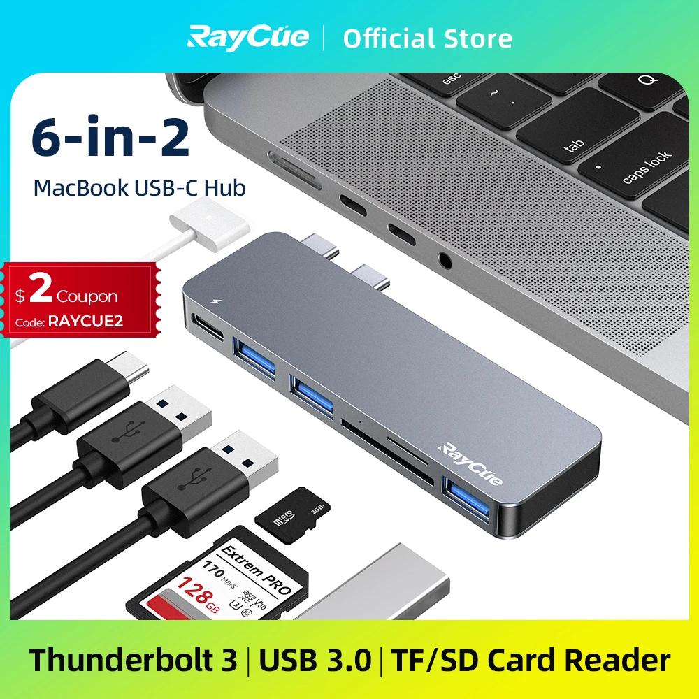 RayCue Ʈ  ƺ   USB  6 in 2 USBй 3.0 ƼƮ 5K Thunderbolt 3 Ʈ TF SD ī  Ե M1 M2 ƮϿ CŸ USB Hub
